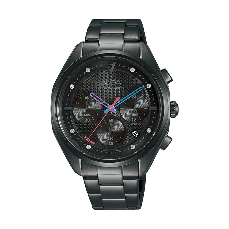 Jual Jam Tangan Wanita Alba Sign A AT3H01X1 Chronograph Black Pattern ...