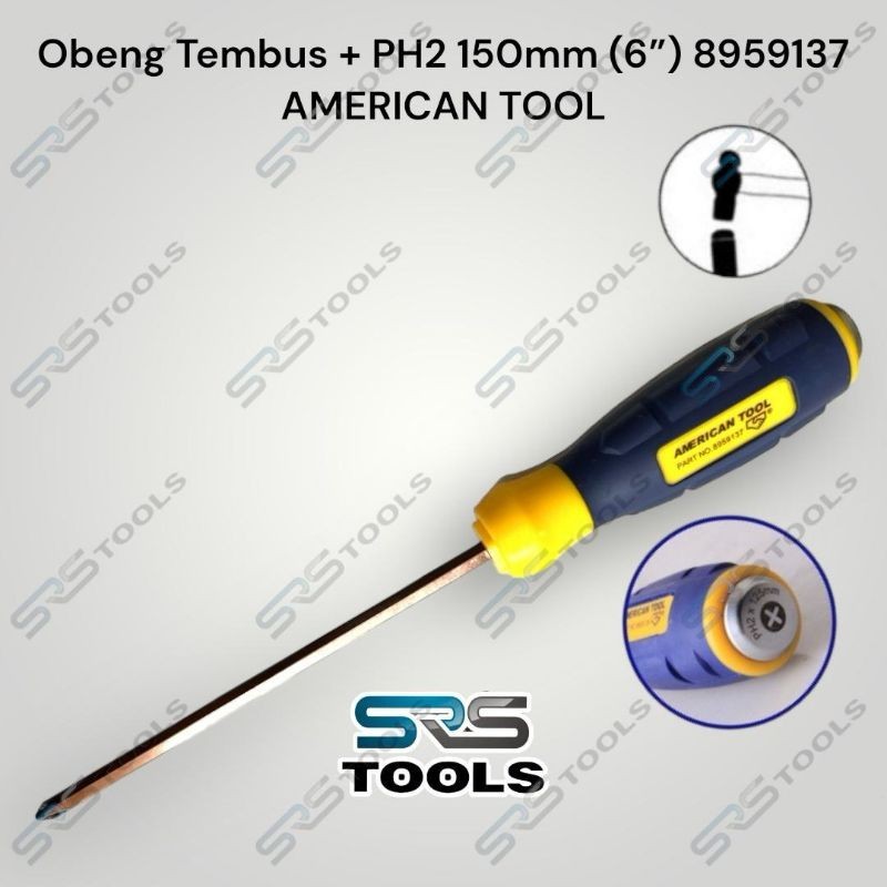 Jual AMERICAN TOOL 8959137 Obeng Tembus Ketok + Plus PH2 150 mm 6
