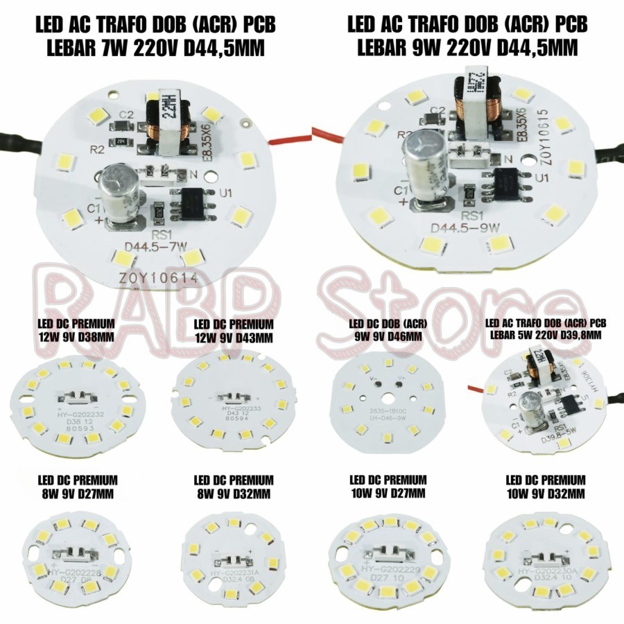 Jual PCB LED AC ACR DAN PREMIUM ORIGINAL 5W SD 60W LENGKAP - PCB LED DC ...
