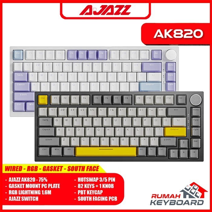 Jual Mechanical Keyboard - Ajazz Ak820 Gts Rgb - 75% - Wired - Gasket ...