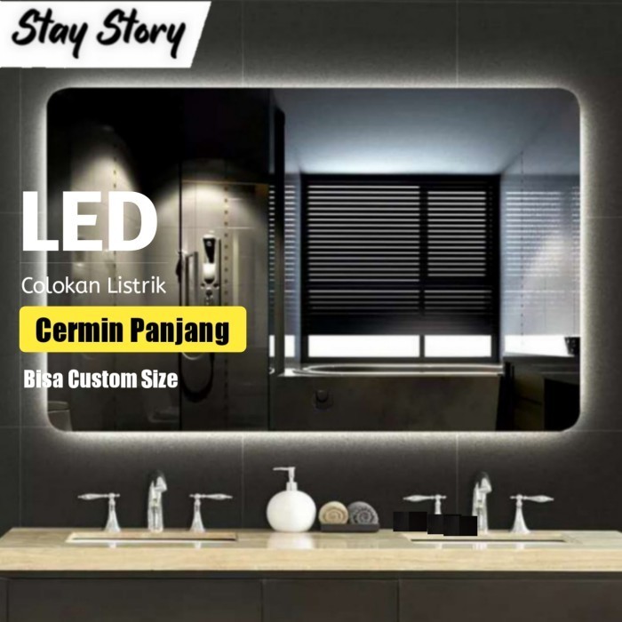 Jual Cermin Toilet Kamar Mandi Led Kaca Wastafel Dinding Kotak Besar Shopee Indonesia