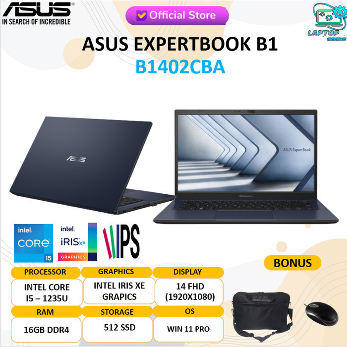 Jual Asus Expertbook B1 B1402Cba Intel I5 1235U 16Gb 512Ssd Win 11Pro ...