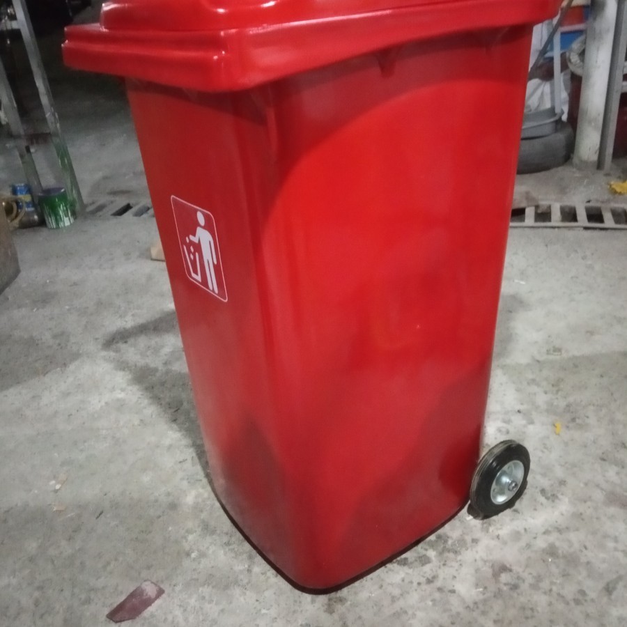 Jual tempat sampah fiber besar + roda ukuran 240 liter | Shopee Indonesia