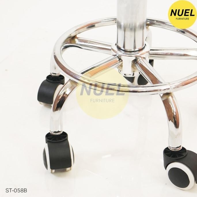 Jual Kursi Bulat Roda Bar stool Salon Lab Drum Hidrolik Kaki Besi ...