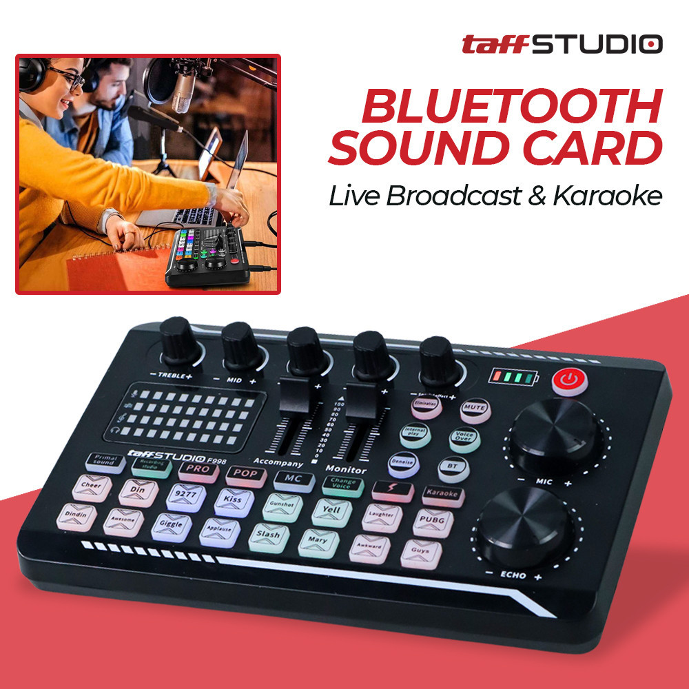 Jual Buzper Mixer Bluetooth Sound Card Live Broadcast Karaoke Pro Audio ...
