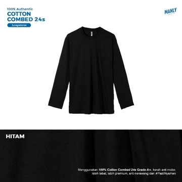 ( LEBIH TEBAL ) Kaos Polos Lengan Panjang Cotton Combed 24s