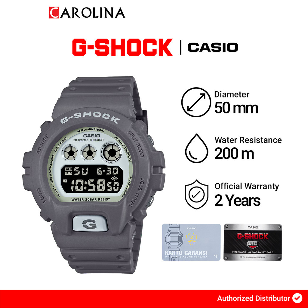 Jam Tangan Pria Casio G SHOCK DW-6900HD-8D Digital Dial Dark Grey Resin Band
