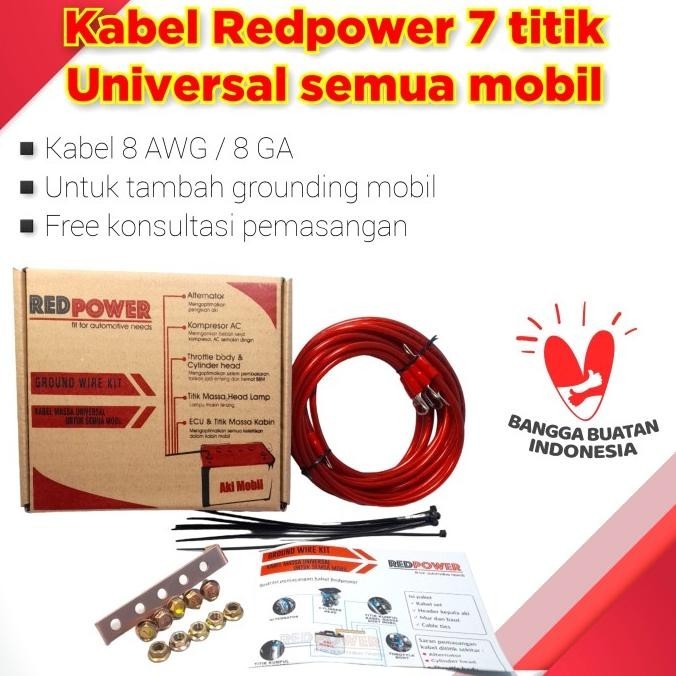 Jual Ground Wire Kit Kabel Grounding Mobil Redpower 8 awg Merah 7 titik ...