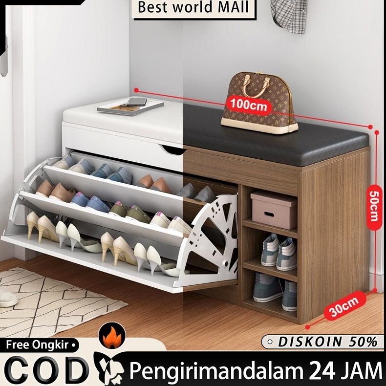 Jual Rak Sepatu Kayu Lemari Sepatu Tertutup Sepatu 80/100cm Rak Sepatu ...