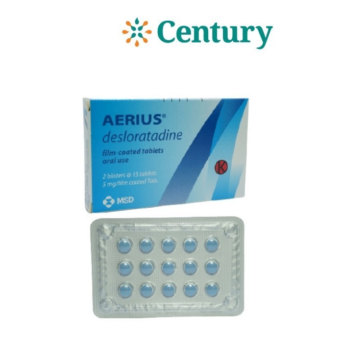 Jual AERIUS 5MG 1 STRIP ISI 15 TABLET / OBAT ALERGI / FLU ALERGI ...