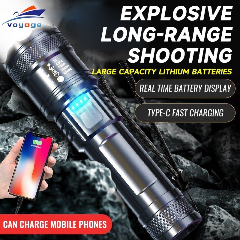 Jual Led Senter Zoom Rechargeable Senter 10000 Lumens J Jauh Ringan ...
