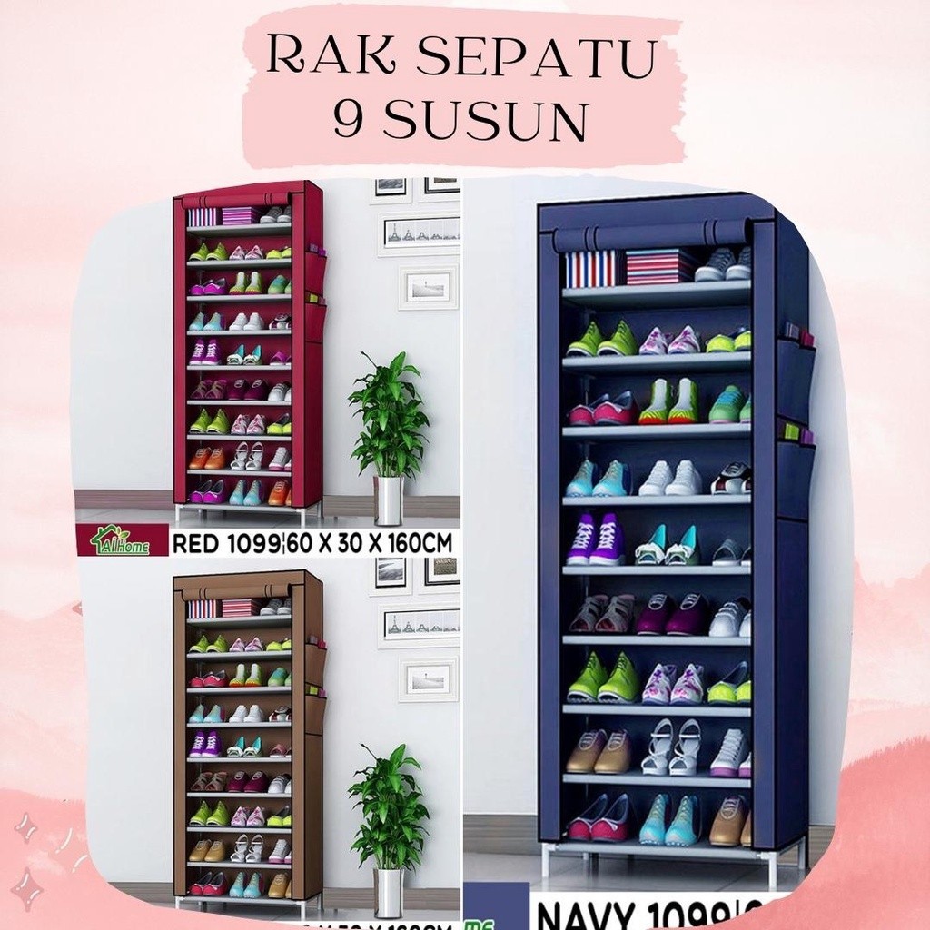 Jual Rak Sepatu Murah // Rak Sepatu 10 Tingkat + Cover Debu Polos Susun ...