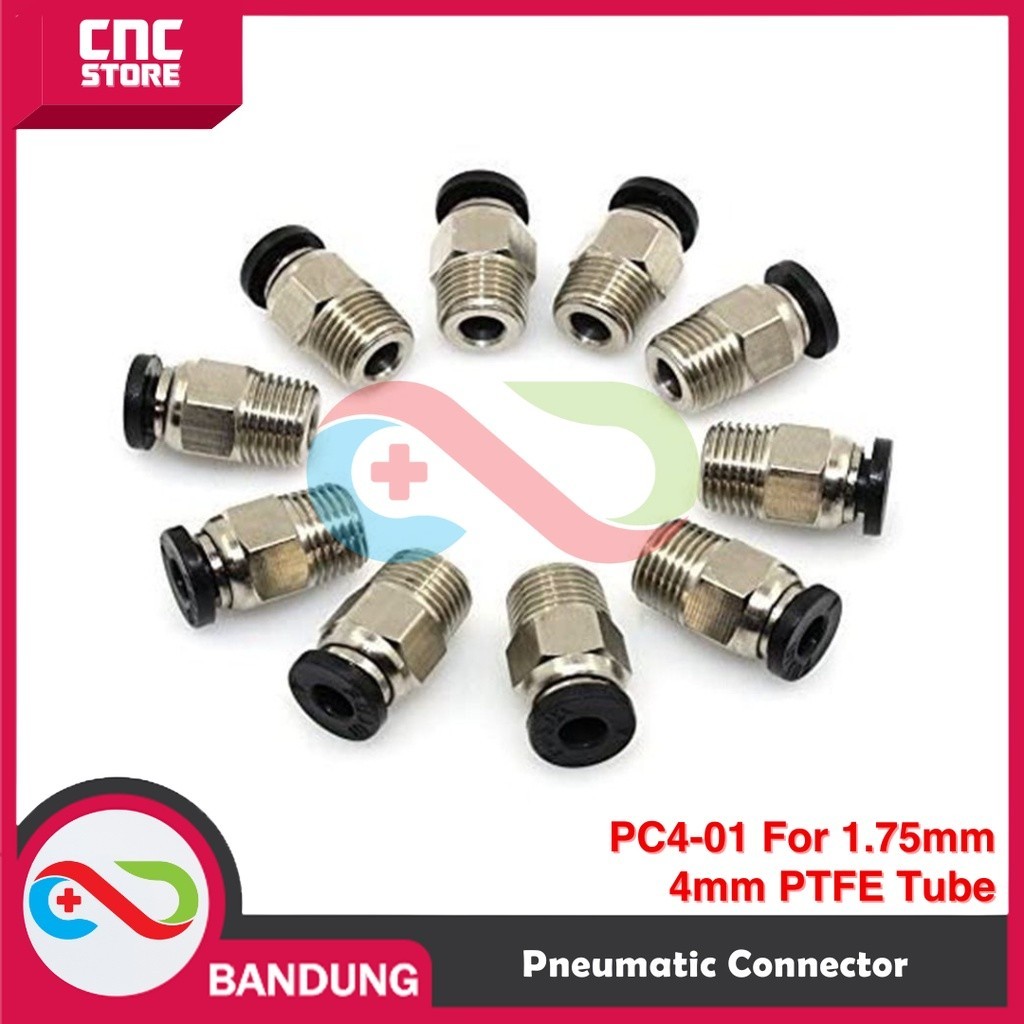 Jual QUICK COUPLER PNEUMATIC CONNECTOR PC4-01 FOR 1.75MM 4MM PTFE TUBE ...