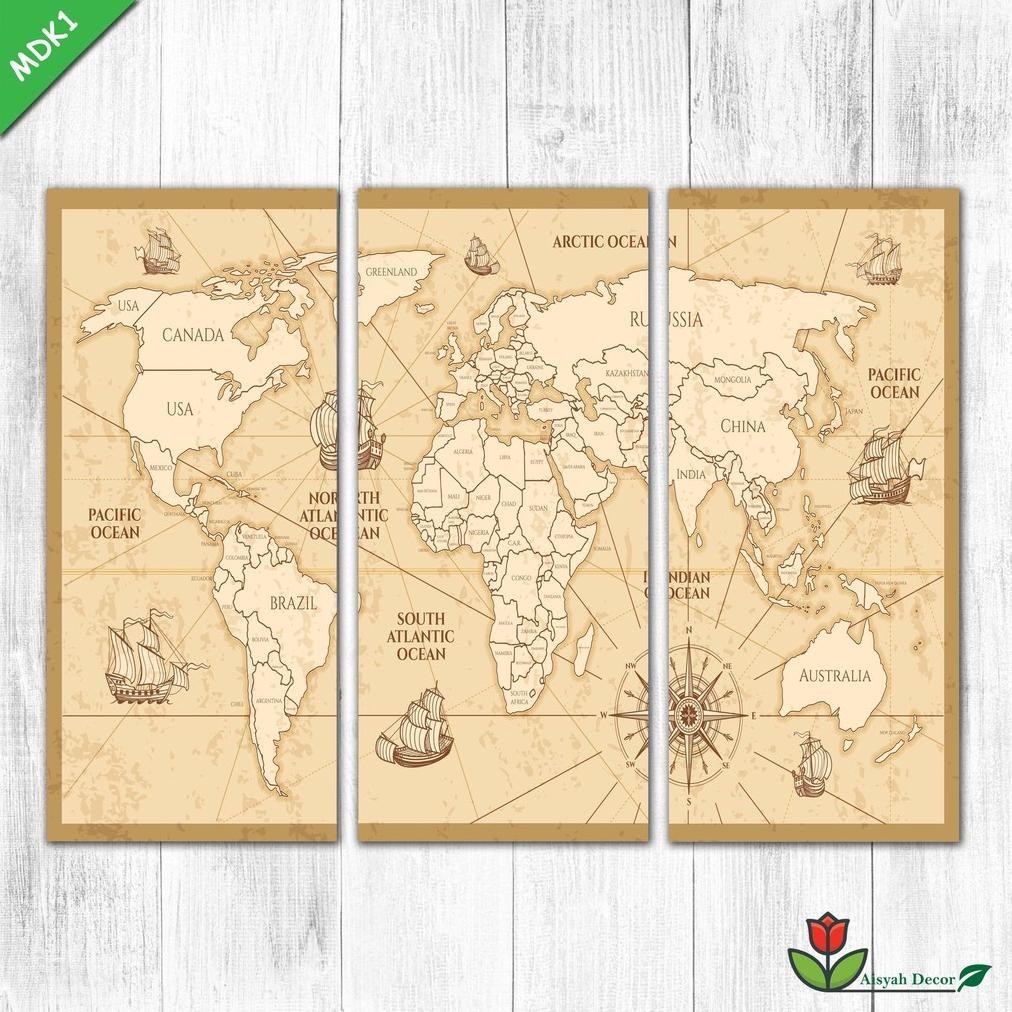 Jual promoo baru hiasan dinding 60x40cm peta dunia world map jumbo ...