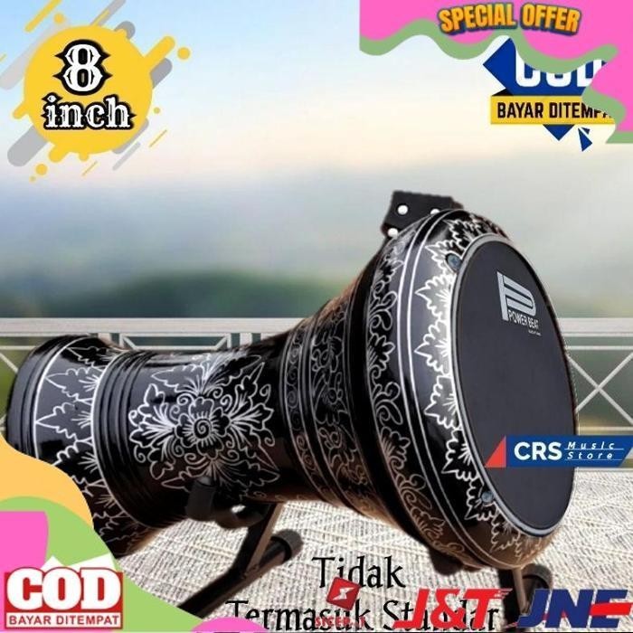 Jual DISCOUNT GENDANG ATAU DARBUKA KAYU 8 INCH HITAM SILVER POWER BEAT