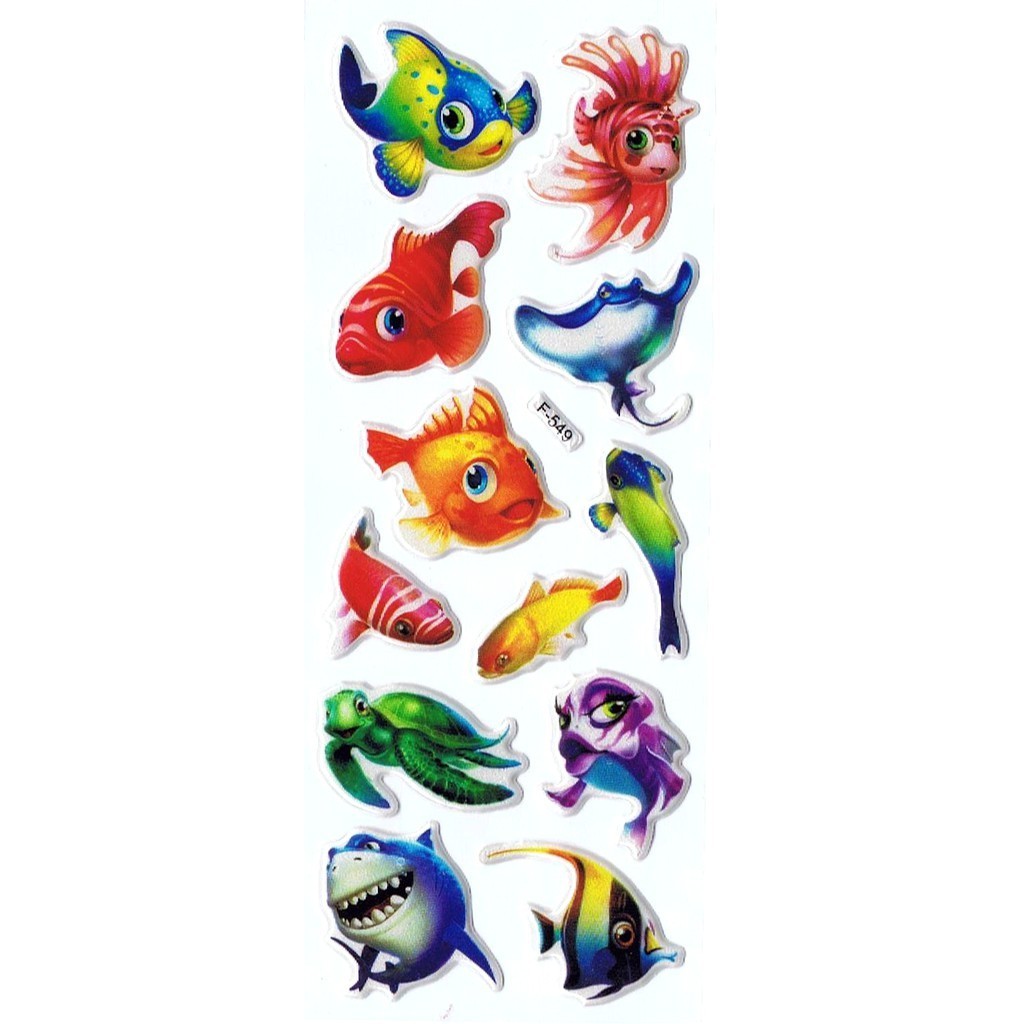 Jual SK520 Stiker Sticker Timbul Set Strip Aneka Gambar Kartun Ikan ...