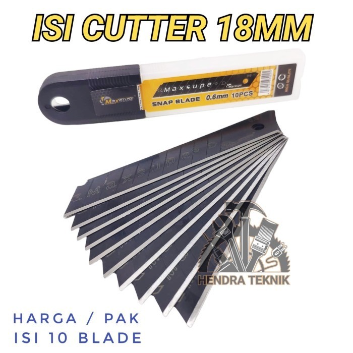 Jual Isi 10 Pcs Isi Cutter Besar Baja Hitam Refill Pisau Kater Lebar ...