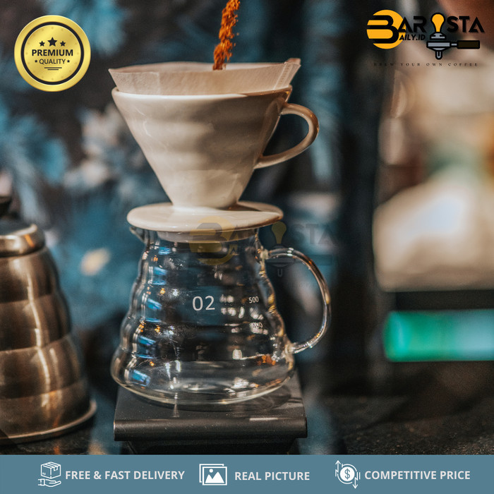 Jual V60 Pour Over Cloud Server Coffee Tea Maker Drip Coffee Pot 600ml ...
