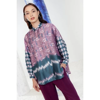Tie Dye Delight Drawstring Shirt - Saphire