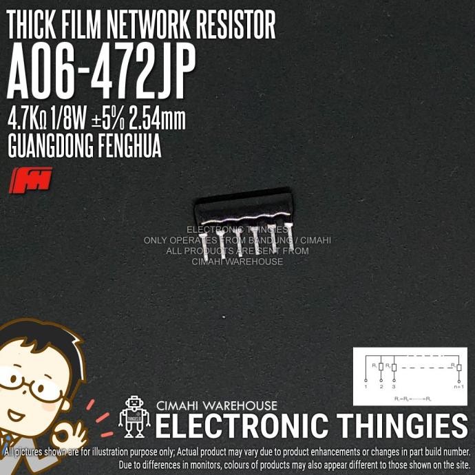 Jual Update (20) NETWORK RESISTOR A06-472JP FH 6P 5% 1/8W 2.54MM 472 4 ...