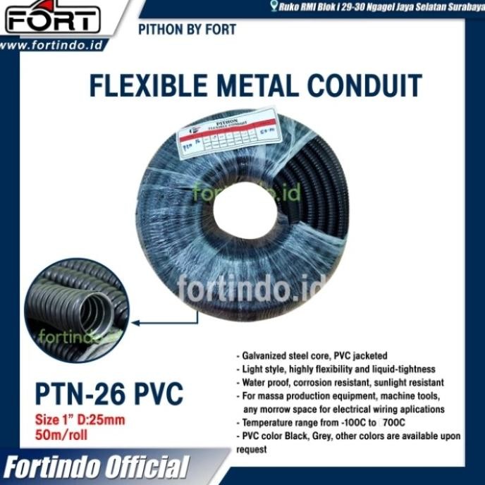 Jual Flexible Metal Conduit 1 Inch PTN-26 PVC Coated PITHON FORT CVRA ...