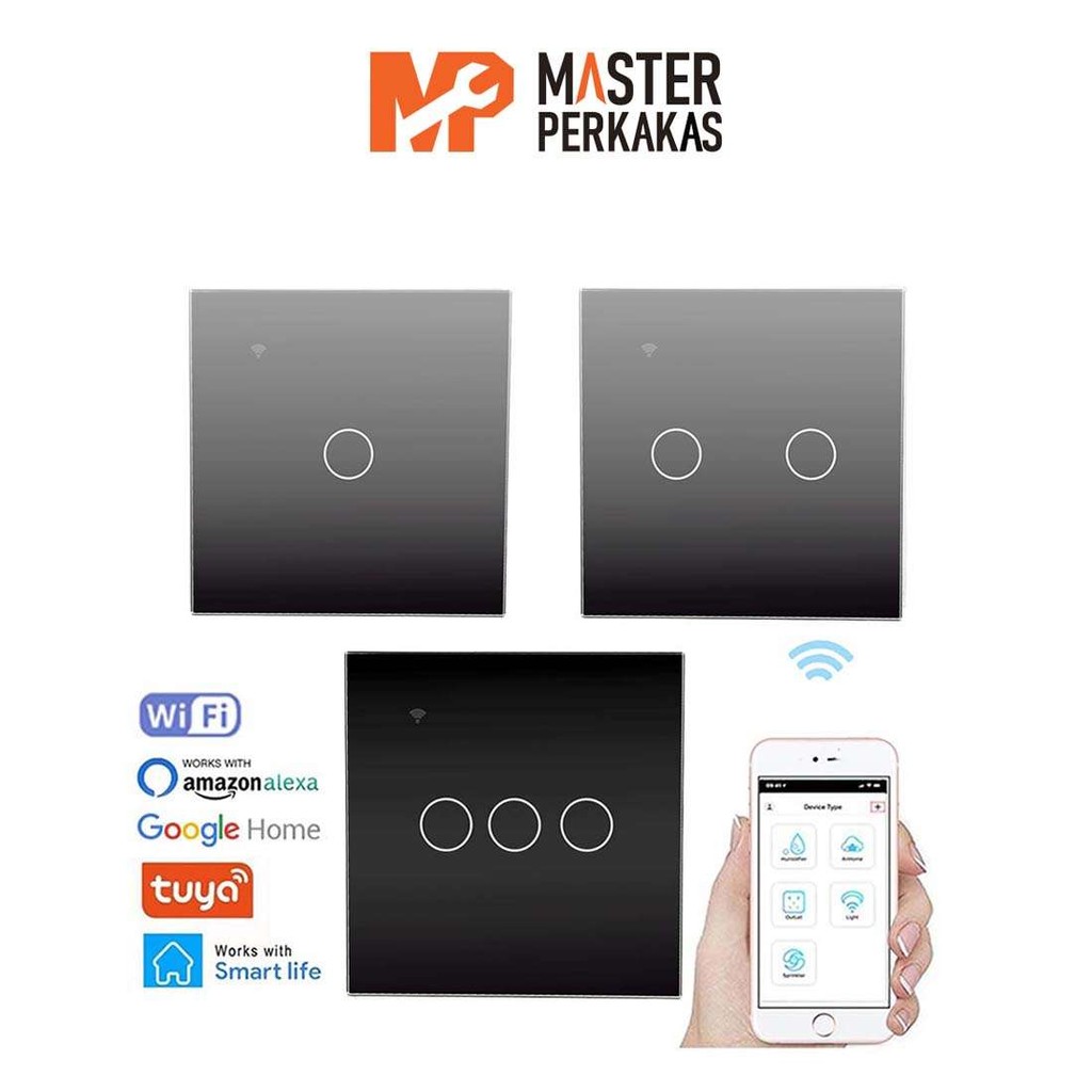 Jual Smart Wall Switch Hitam WIFI MP / Saklar Dinding Sentuh / IoT ...