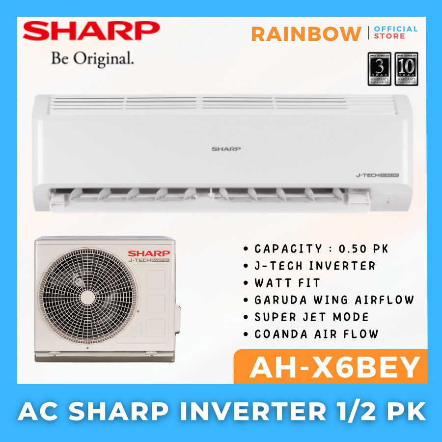 Jual AC SHARP INVERTER 1/2 PK AH-X6BEY - UNIT SAJA | Shopee Indonesia