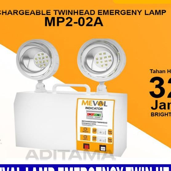 Jual Meval Lampu Emergency Darurat Twin Head Rechargeable Mp2-02A ...