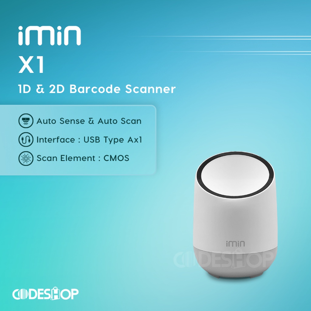 Jual Scanner Barcode iMin X1 USB 2 Dimensi QR Code Efaktur Scan Layar ...
