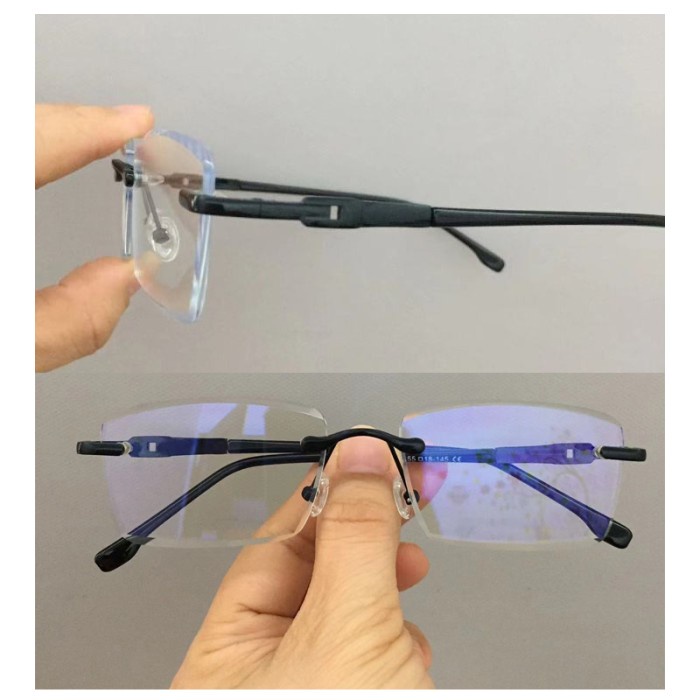 Jual TERMURAH Frame Kacamata Rimless L2201 Frameless Sporty Half / bor