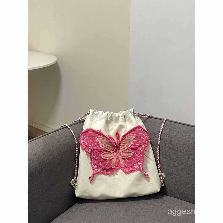 Jual Ransel rantai denim rumbai pita tas tangan denim bordir/tas ...