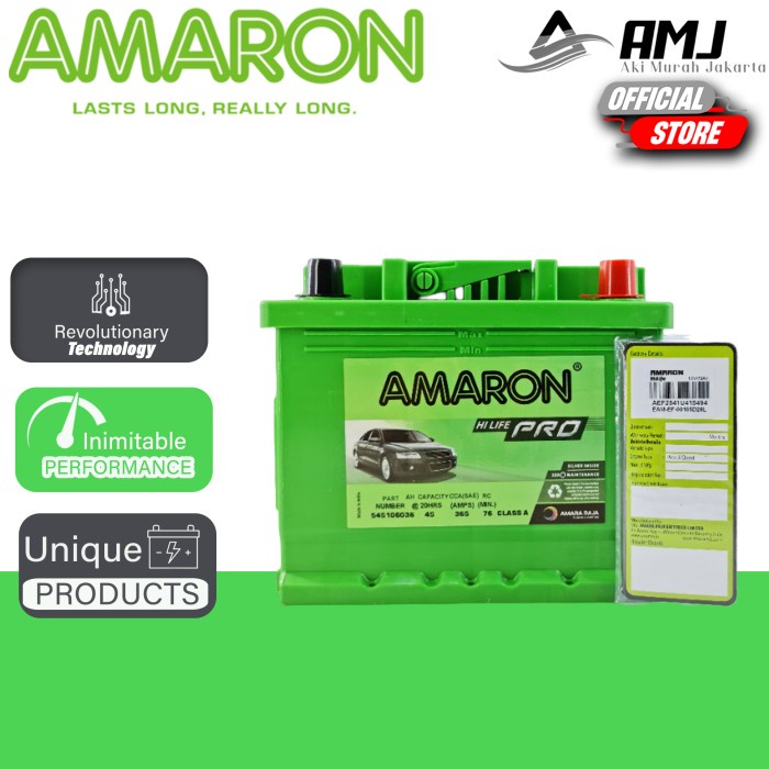 Jual Aki Mobil Ford Fiesta Din 45 Amaron Hi-Life Duro 12V 45Ah Aki