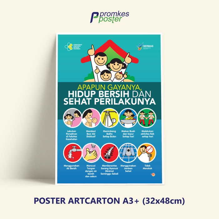 Jual Poster Kesehatan Hidup Bersih Dan Sehat Perilakunya | Shopee Indonesia