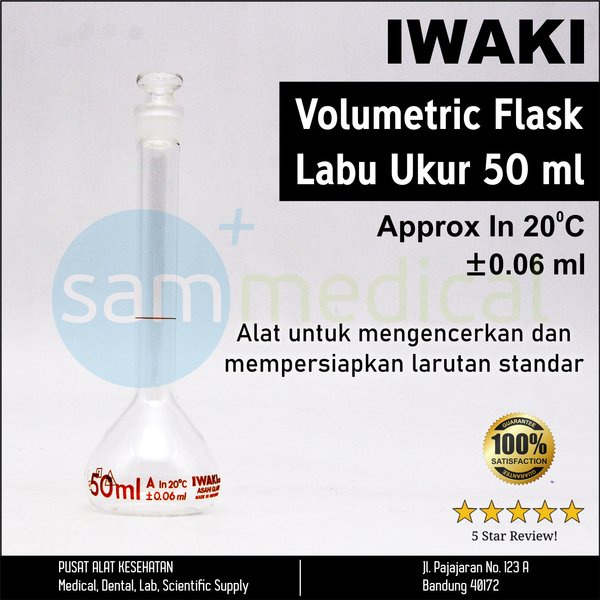 Jual Iwaki Volumetric Flask Atau Labu Ukur 50ml Shopee Indonesia 2511