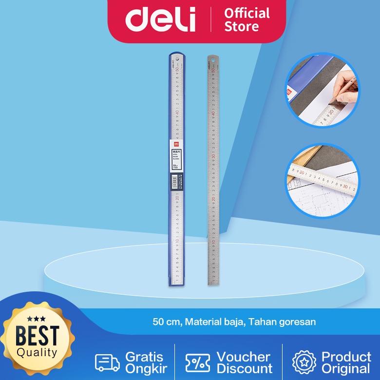Jual Deli 8464 Drafting Ruler / Penggaris Steel 50cm | Shopee Indonesia