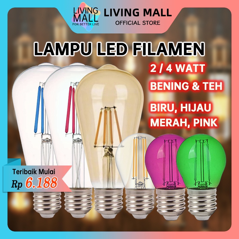 Jual LED Filamen Bohlam Pijar Edison 2W 4W E27 G45 ST64 S14 Lampu ...