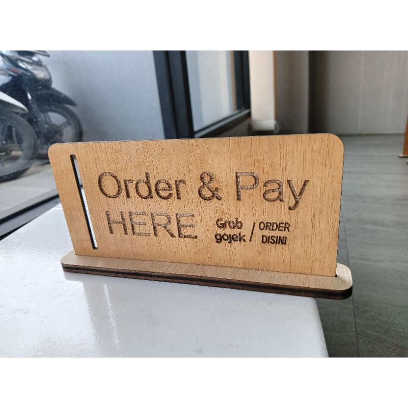 Jual Sign Kayu Order And Pay Here Sign Tanda Grab Shopee Indonesia