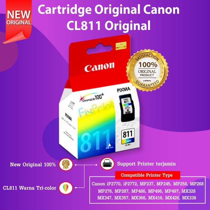 Jual Cartridge Tinta Canon Cl811 Cl-811 Color 811 Ip2770 Mp287 Mx366 ...