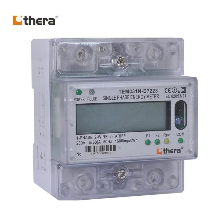 Jual Ori Thera Tem031N-D Series Din-Rail 1-Phase Kwh/Energy Meter Lcd 2 ...