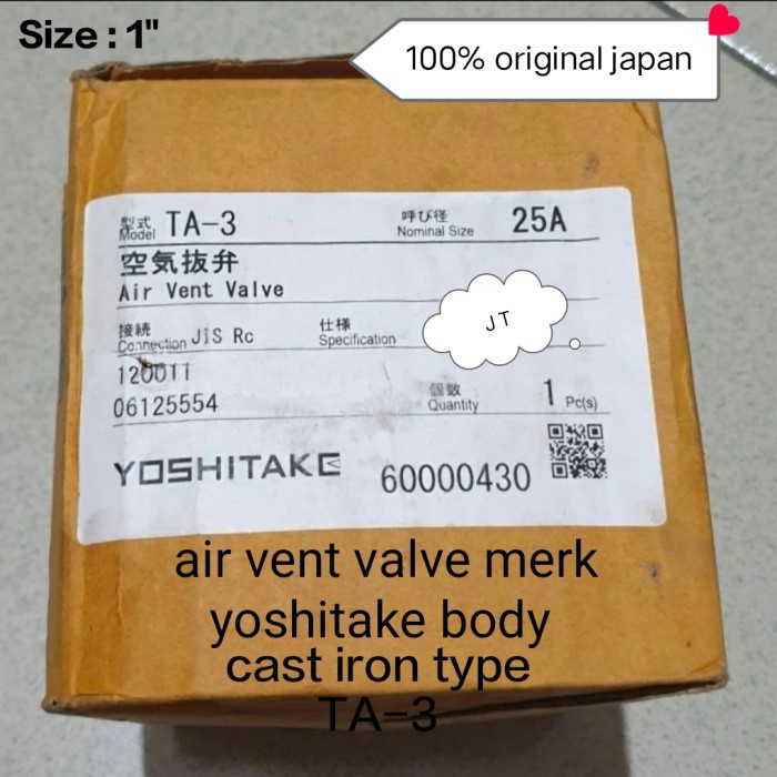 Jual air vent valve yoshitake TA3 25A (1inch) Shopee Indonesia