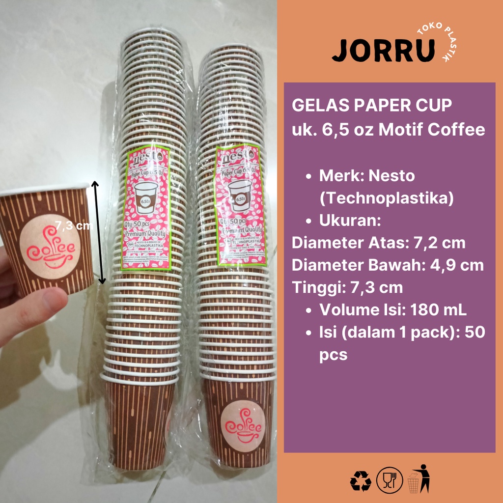 Jual GELAS PAPER CUP UKURAN 6,5 OZ MOTIF COFFEE - ISI 50 PCS PER PACK ...