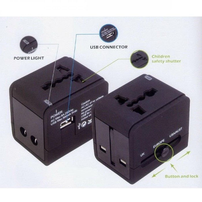 Jual Universal Travel Adaptor Usb Charger Adapter Colokan Stop Kontak ...