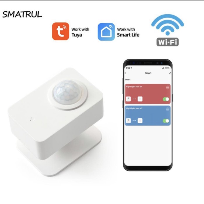 Jual SMATRUL SENSOR GERAK TUYA MOTION SENSOR WIFI SMART HOME PIR SENSOR ...