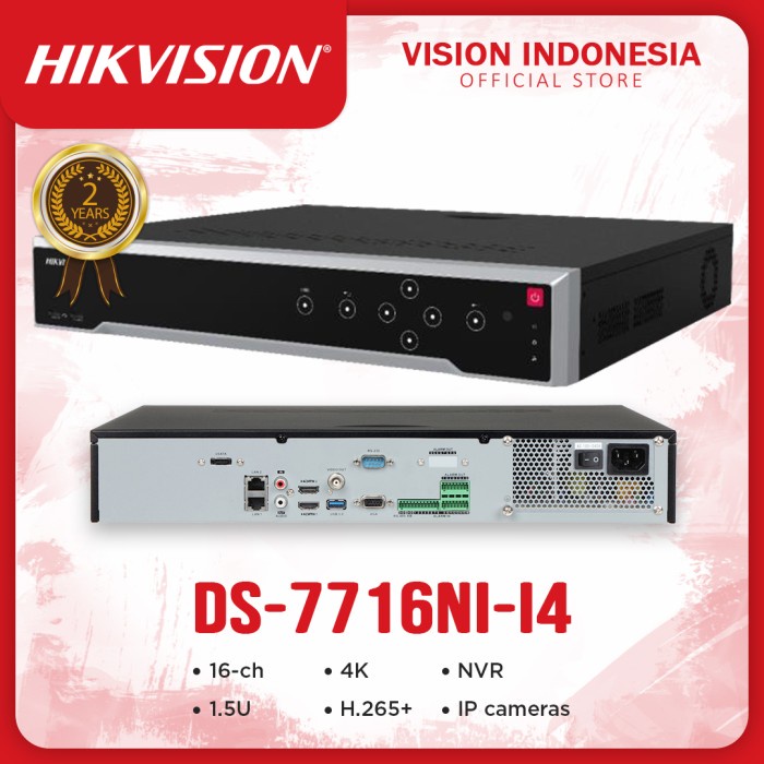 Jual NVR HIKVISION 16CH DS-7716NI-I4 SERIES (4K & H265+) GARANSI 2THN ...