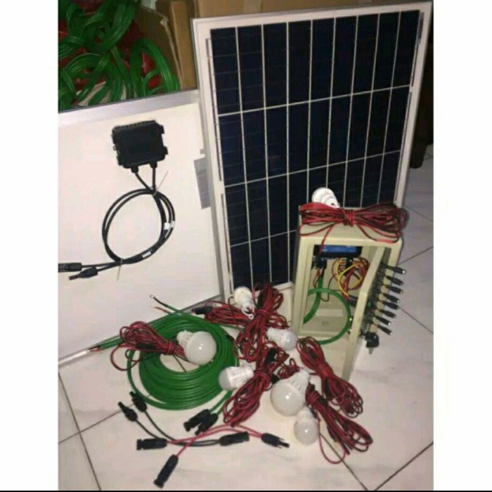 Jual paket solar lighting system panel surya 12 watt 4 bohlam | Shopee ...