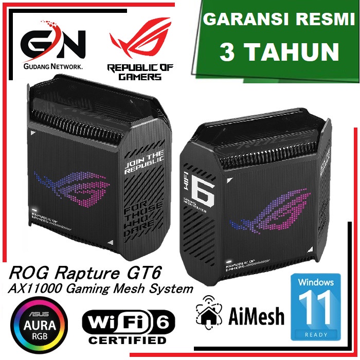 Jual ASUS ROG Rapture GT6 Gaming Mesh System / Router Gaming Asus ROG ...