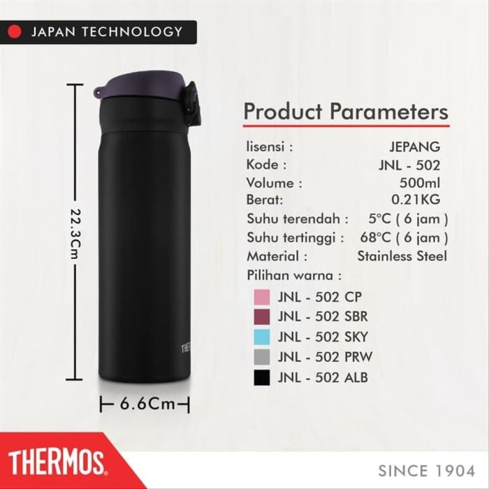 Jual Thermos Jnl502 Tumbler One Push 500Ml Hot & Cold Botol Air Jnl