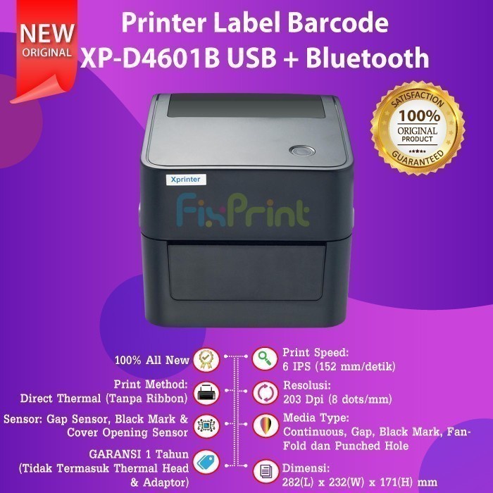 Jual Printer Thermal Barcode Label Stiker Xprinter Xp-D4601B Usb+Holder ...