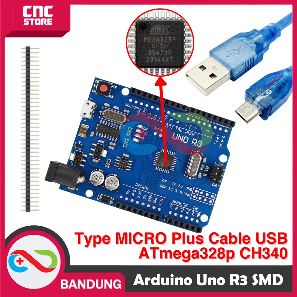 Jual ARDUINO UNO R3 ATMEGA328P SMD CH340 ATMEGA328P MICRO USB PLUS ...