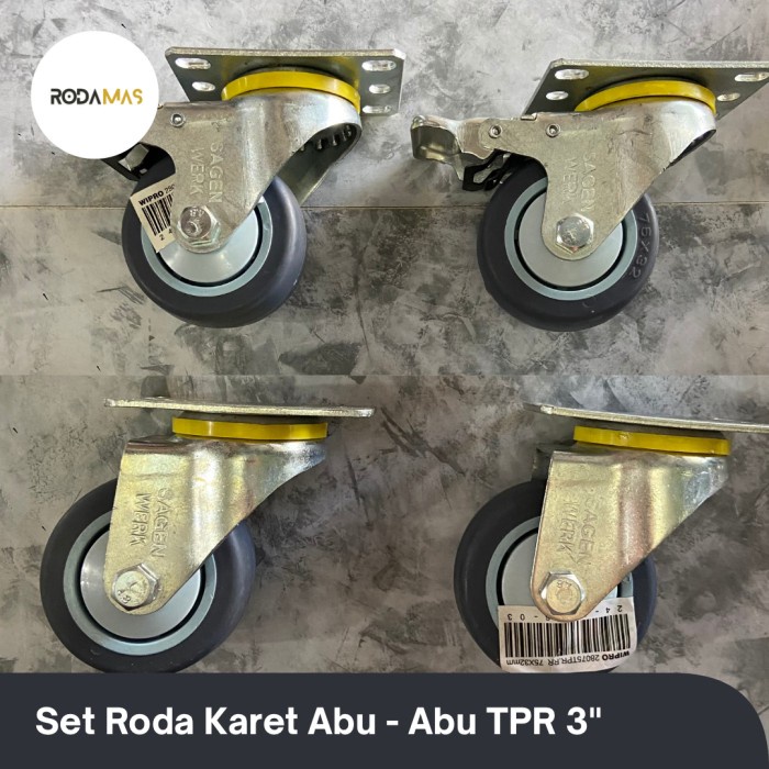 Jual Roda Karet TPR / Roda Rumah Sakit 3 inch ( 2 Rem 2 Hidup) | Shopee ...